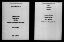 Vandières. Naissances, mariages, décès, publications de mariage 1853-1862
