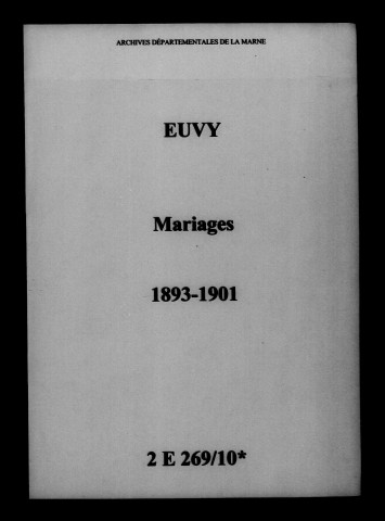 Euvy. Mariages 1893-1901