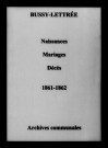 Bussy-Lettrée. Naissances, mariages, décès 1861-1862