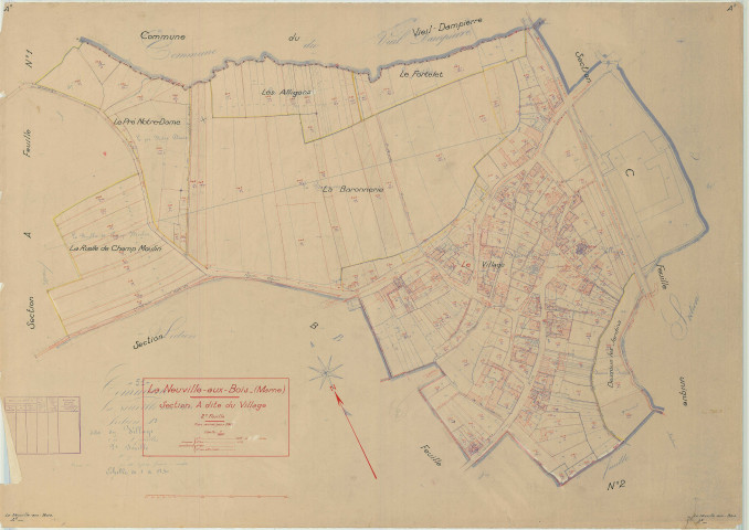 Neuville-aux-Bois (La) (51397). Section A2 échelle 1/1250, plan mis à jour pour 1942, plan non régulier (papier)