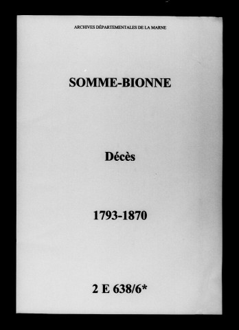 Somme-Bionne. Décès 1793-1870