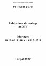 Vaudemange. Publications de mariage, mariages an II-1812