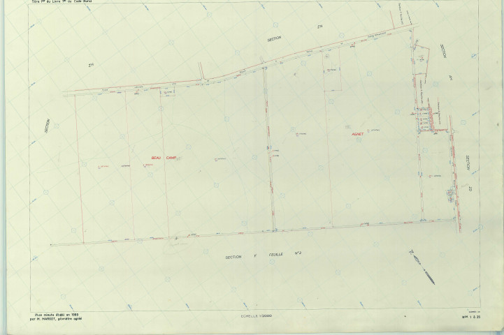 Suippes (51559). Section ZE échelle 1/2000, plan remembré pour 1969, plan régulier (papier armé)