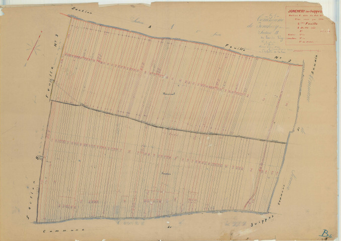 Jonchery-sur-Suippe (51307). Section B4 échelle 1/2000, plan mis à jour pour 1934, plan non régulier (papier)