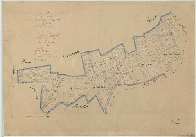 Luxémont-et-Villotte (51334). Section B1 échelle 1/2500, plan mis à jour pour 1935, plan non régulier (papier)