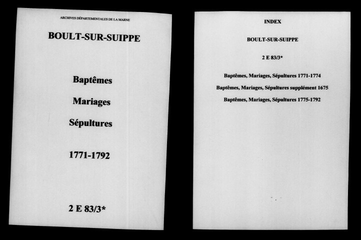 Boult-sur-Suippe. Baptêmes, mariages, sépultures 1771-1792