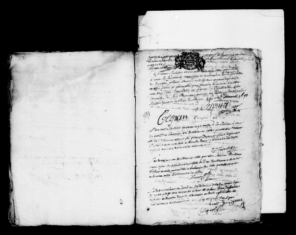 Courville. Baptêmes, mariages, sépultures 1692