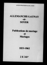 Allemanche-Launay. Soyer. Allemanche-Launay-et-Soyer. Publications de mariage, mariages 1833-1862