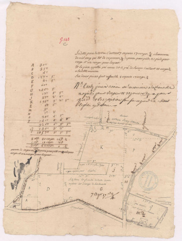 Arpentage et plan du domaine de l'Archevêché à Vieil-Arcy (1760)