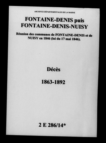 Fontaine-Denis-Nuisy. Décès 1863-1892