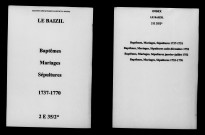Baizil (Le). Baptêmes, mariages, sépultures 1737-1770