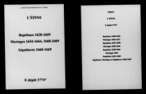 Épine (L'). Baptêmes, mariages, sépultures 1628-1669