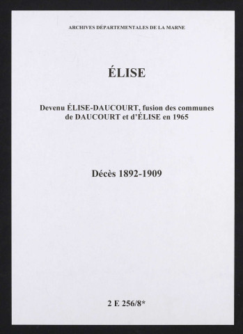 Élise. Décès 1892-1909