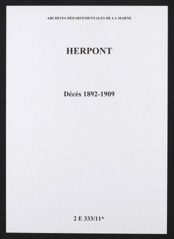 Herpont. Décès 1892-1909