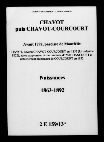 Chavot-Courcourt. Naissances 1863-1892