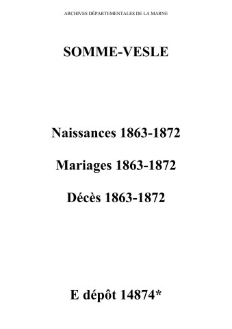 Somme-Vesle. Naissances, mariages, décès 1863-1872