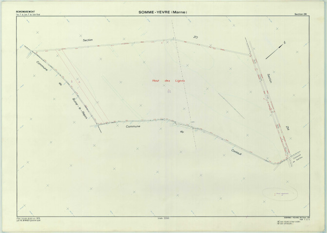 Somme-Yèvre (51549). Section ZN échelle 1/2000, plan remembré pour 1970, plan régulier (papier armé)