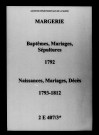 Margerie. Naissances, mariages, décès 1792-1812