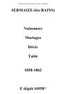 Sermaize-sur-Saulx. Naissances, mariages, décès et tables décennales des naissances, mariages, décès 1853-1862