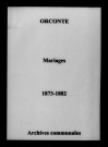 Orconte. Mariages 1873-1882