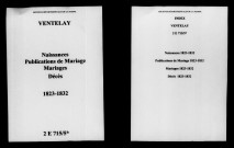 Ventelay. Naissances, publications de mariage, mariages, décès 1823-1832