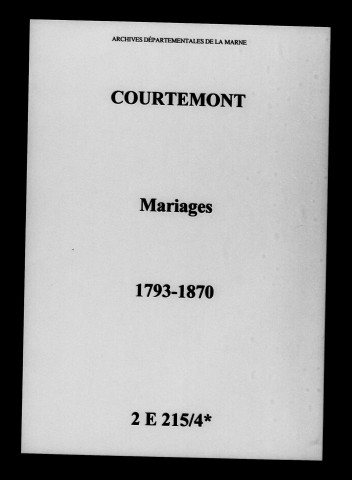 Courtémont. Mariages 1793-1870