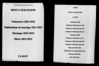 Boult-sur-Suippe. Naissances, publications de mariage, mariages, décès 1823-1832