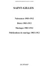 Saint-Gilles. Naissances, décès, mariages, publications de mariage 1903-1912