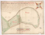 Plan et carte figurative d'une pièce de prez et bois Sausois sise sur le terroir de Blansi lieudit Dessous Velli (1727)
