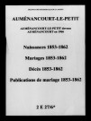 Auménancourt-le-Petit. Naissances, mariages, décès, publications de mariage 1853-1862