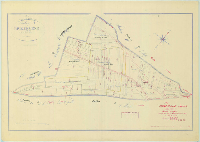 Somme-Bionne (51543). Section A échelle 1/2500, plan mis à jour pour 1969, plan non régulier (papier)