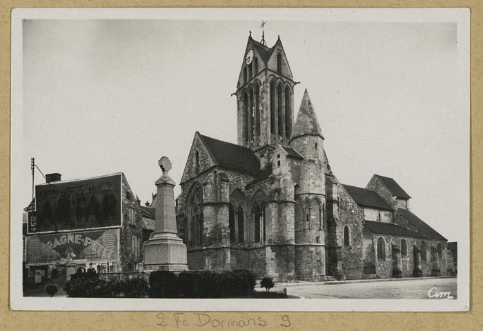 DORMANS. 1-L'Églisedu XIIe s. et Monument aux Morts.
(71 - Mâconimp. Combier CIM).[vers 1945]