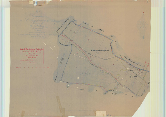 Saint-Euphraise-et-Clairizet (51479). Section B1 échelle 1/2000, plan mis à jour pour 1934, plan non régulier (papier).