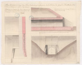 Route nationale n° 34. Plan élévation et coupe d'un pont à construire prés Sézanne sur le ravin des grandes thuilleries, 1783.