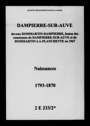 Dampierre-sur-Auve. Naissances 1793-1870