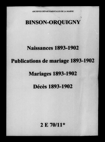 Binson-et-Orquigny. Naissances, publications de mariage, mariages, décès 1893-1902