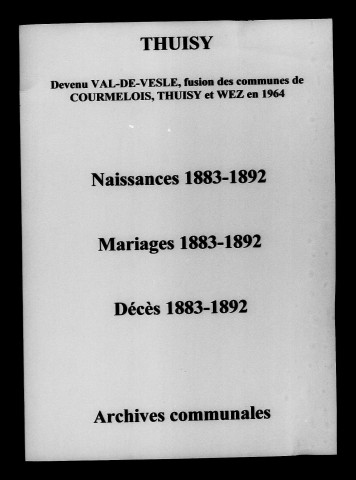 Thuisy. Naissances, mariages, décès 1883-1892