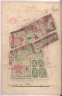 Plan du canton compris entre la rue des Morts, la rue Suzain, le grand Jard de l'archevêché, les rues Robin-le-Vacher, du Jard-la-Poterne et du Bour-Saint-Denis (1759)