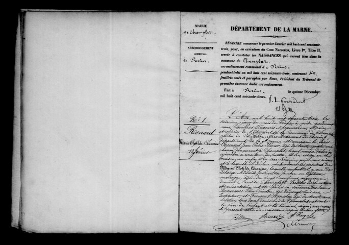 Champlat-et-Boujacourt. Naissances, mariages, décès, publications de mariage 1863-1872