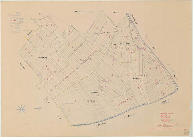 Changy (51122). Section E3 échelle 1/1250, plan mis à jour pour 1959, plan non régulier (papier)