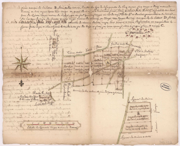 Plan des coupes des bois de Courcelles et de Rosnay appartenant à l'Hôtel-Dieu de Reims (1770), Nicolas Petit