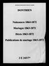 Dontrien. Naissances, mariages, décès, publications de mariage 1863-1872