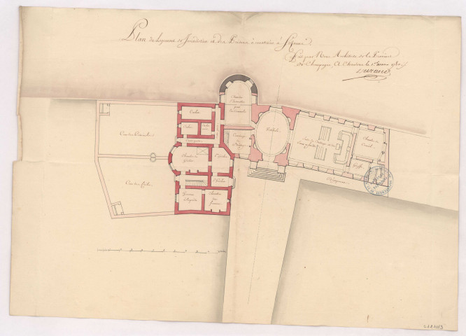 Plan du logement et juridiction et des prisons à construire à Sézanne, 1780.