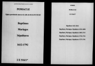 Pomacle. Baptêmes, mariages, sépultures 1612-1792