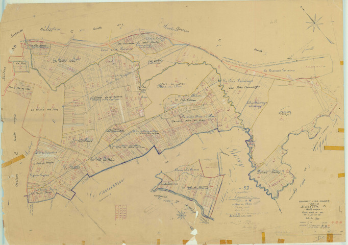Vanault-les-Dames (51590). Section D échelle 1/2500, plan mis à jour pour 1961, plan non régulier (papier)