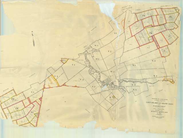 Saint-Hilaire-le-Grand (51486). Tableau d'assemblage 2 échelle 1/10000, plan remembré pour 1965, plan régulier (papier)
