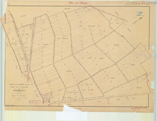 Isles-sur-Suippe (51299). Section Z 1 échelle 1/2500, plan remembré pour 1953, plan régulier (papier).