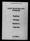Saint-Jean-devant-Possesse. Baptêmes, mariages, sépultures 1748-1812