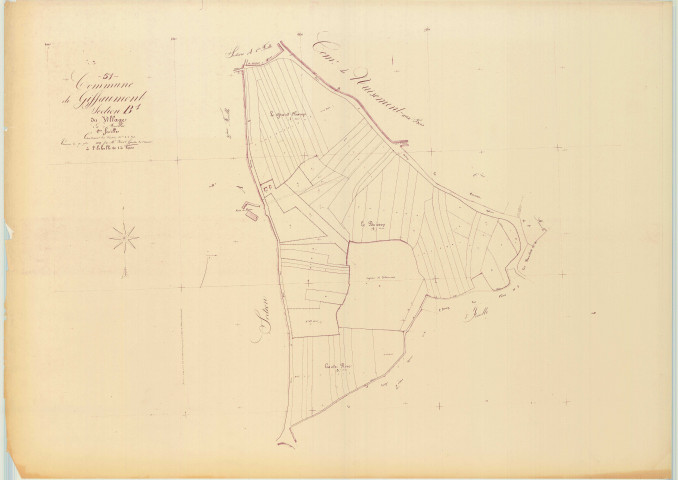 Giffaumont-Champaubert (51269). Section 269 B1 échelle 1/2000, plan napoléonien sans date (copie du plan napoléonien), plan non régulier (papier)