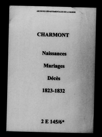 Charmont. Naissances, mariages, décès 1823-1832